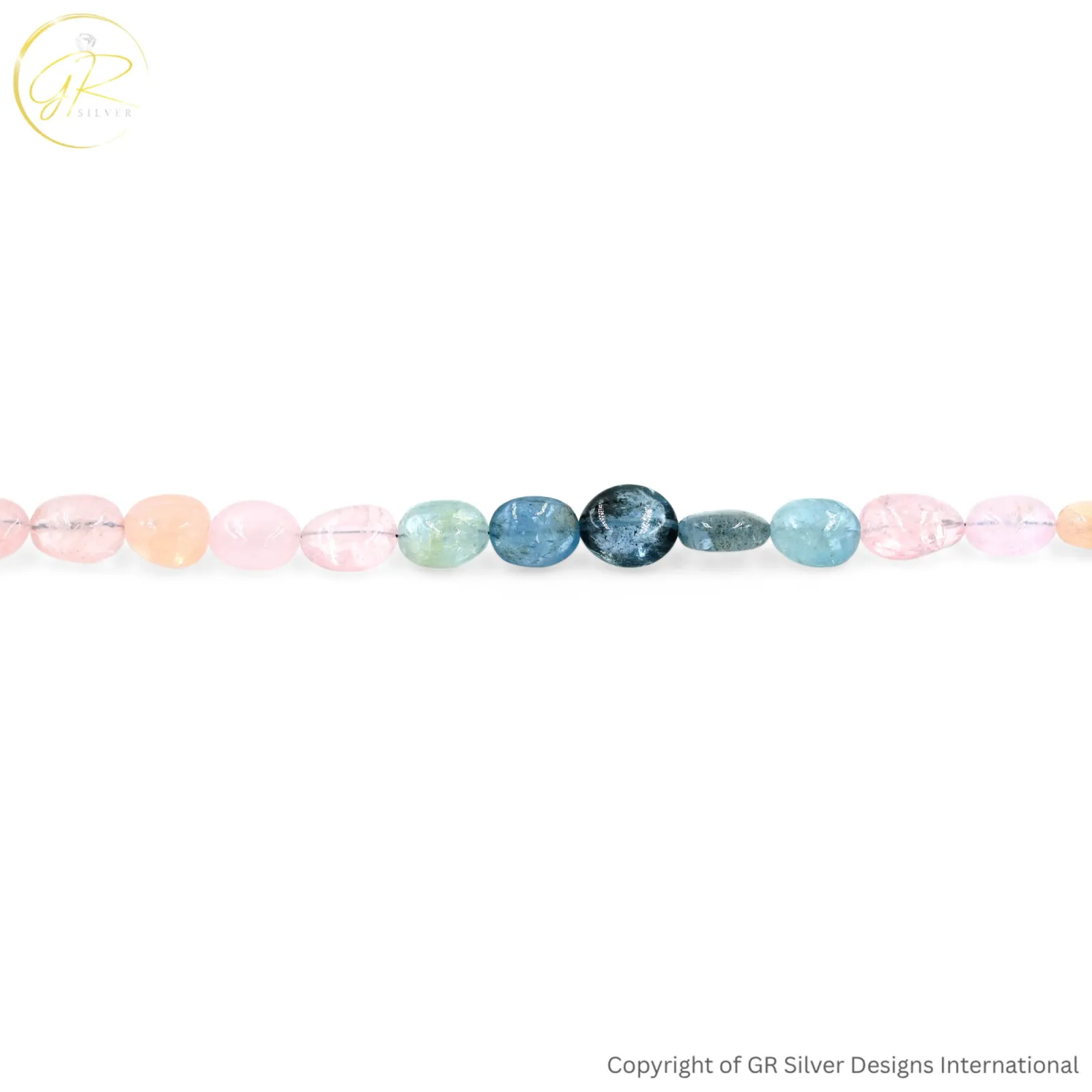Natural Aquamarine Morganite Smooth Oval Tumble Beads 16 Inch Strand