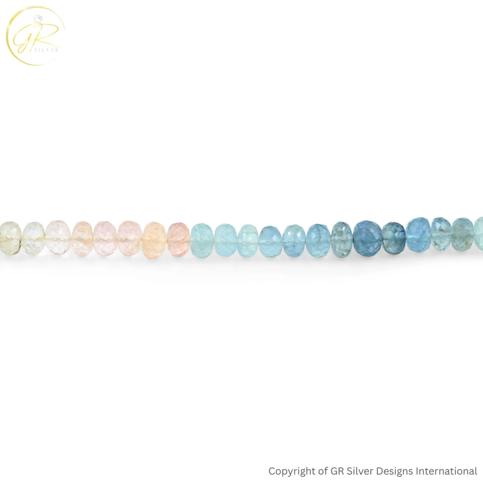 Natural Aquamarine Morganite 6-9 MM Smooth Rondelle  Beads 18 Inch Strand