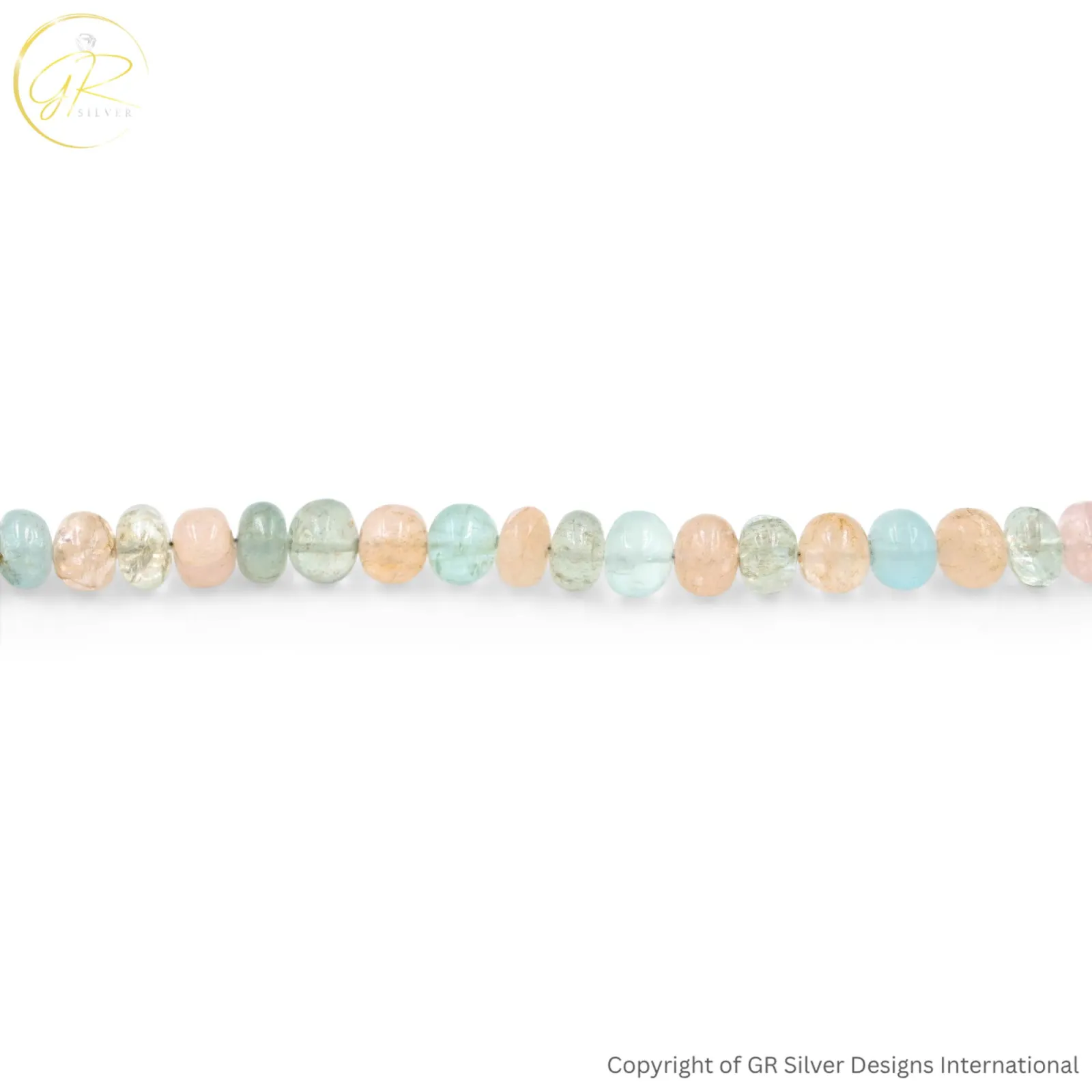 Natural Aquamarine Morganite 5-7 MM Smooth Rondelle Beads 17 Inch Strand