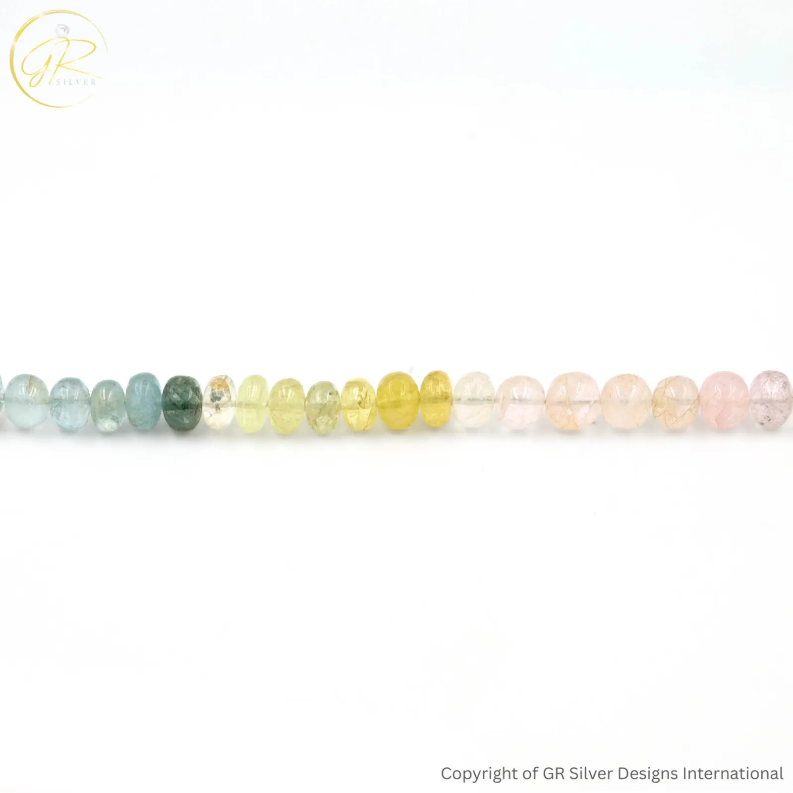 Natural Aquamarine Morganite 7-8 MM Smooth Rondelle Beads 18 Inch Strand