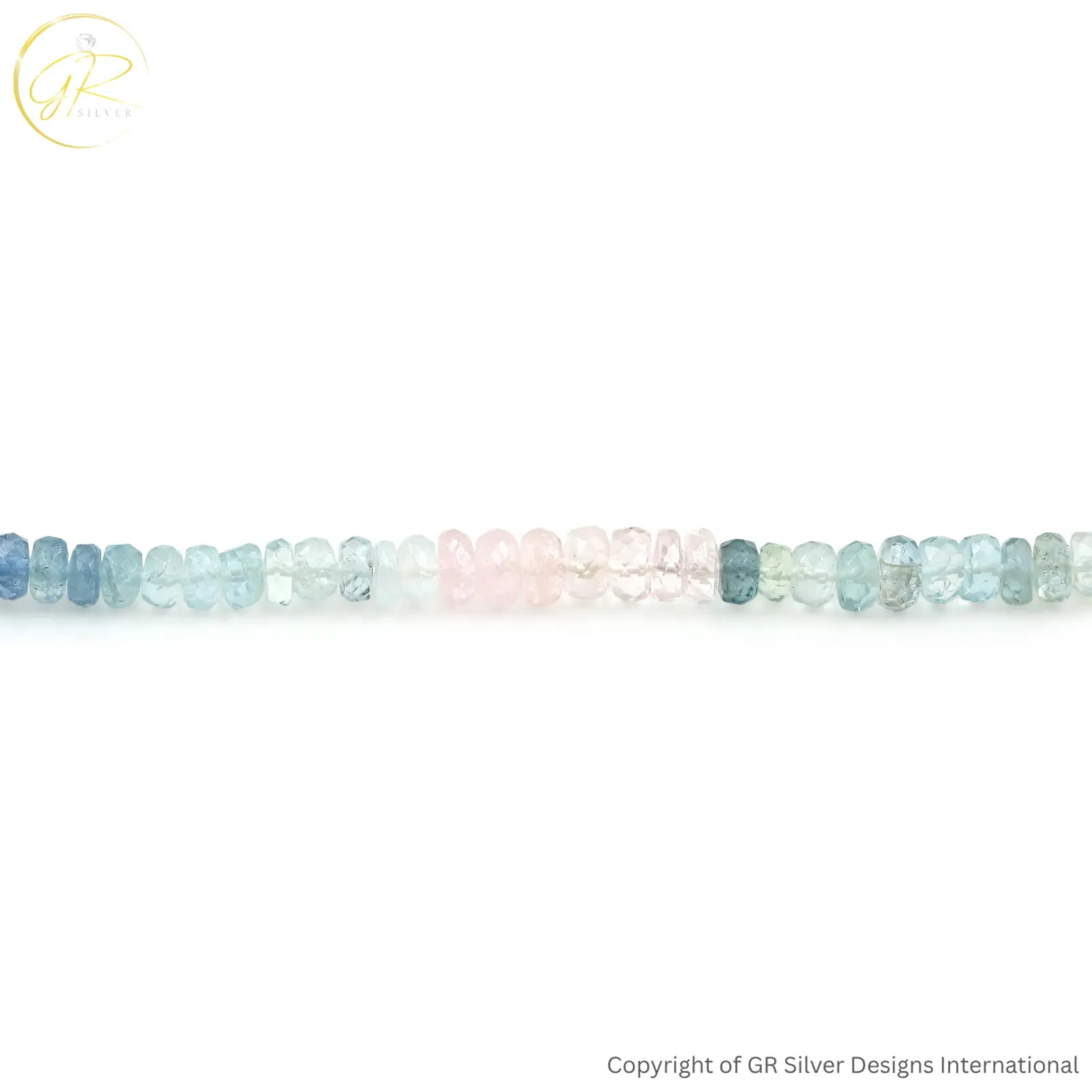 Natural Aquamarine Morganite 4-5 MM Smooth Rondelle Beads 17 Inch Strand